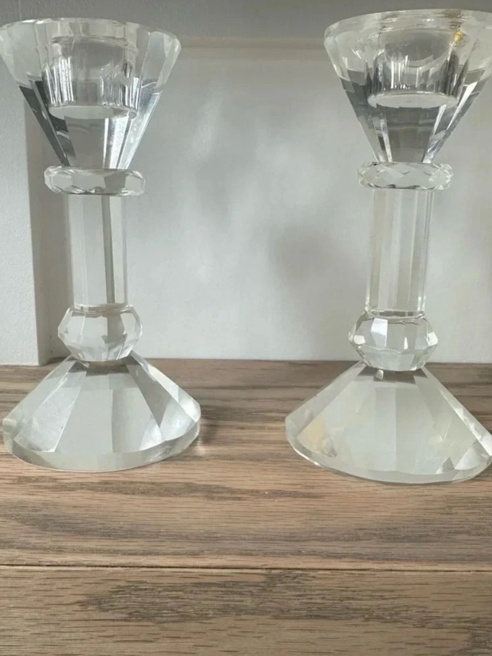 Gorgeous Elegant Genuine Crystal Glass Taper Candle
Holders - Picture 2 of 4